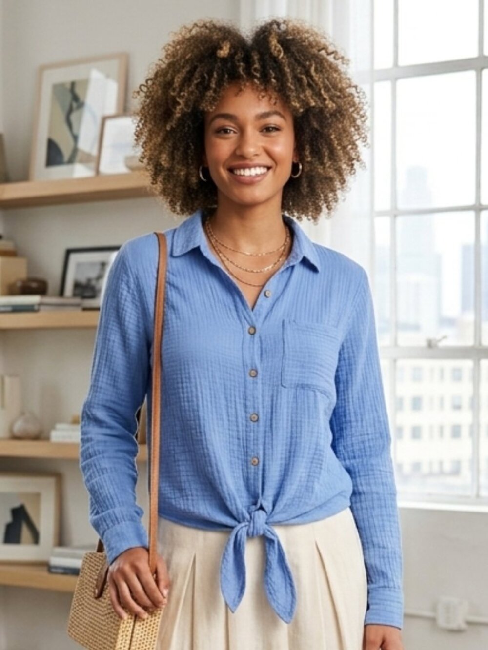 BeachLunchLounge 100% Cotton Women's Blue Relaxed‎ Minimalist Chic size Large
